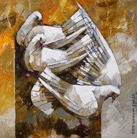 Iqbal Durrani, 18 x 18 Inch, Oil on Canvas, Pigeon Painting, AC-IQD-289